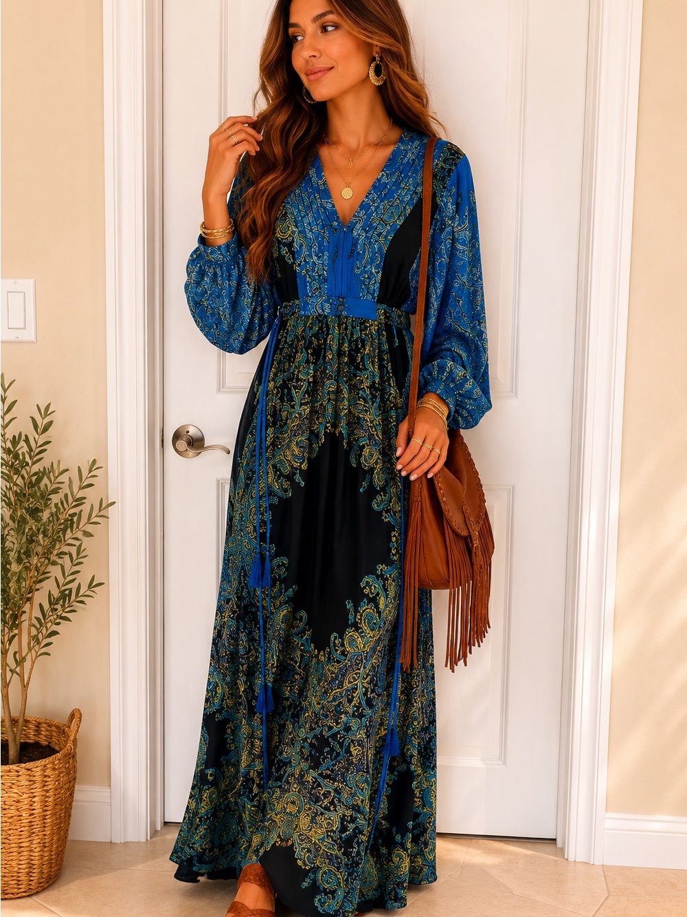 Free People Blue Paisley  Pant Jumper Boho Festival Pant Jumpsuit Small